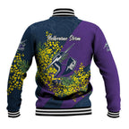 Melbourne Storm Baseball Jacket Golden Wattle Floral Polynesian - Australian Flower - Rugby Mascot