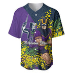 Melbourne Storm Baseball Jersey Golden Wattle Floral Polynesian - Australian Flower - Rugby Mascot