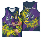 Melbourne Storm Basketball Jersey Golden Wattle Floral Polynesian - Australian Flower - Rugby Mascot