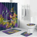Melbourne Storm Bathroom Set Golden Wattle Floral Polynesian - Australian Flower - Rugby Mascot