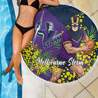 Melbourne Storm Beach Blanket Golden Wattle Floral Polynesian - Australian Flower - Rugby Mascot
