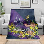 Melbourne Storm Blanket Golden Wattle Floral Polynesian - Australian Flower - Rugby Mascot
