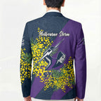 Melbourne Storm Blazer Golden Wattle Floral Polynesian - Australian Flower - Rugby Mascot