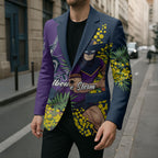 Melbourne Storm Blazer Golden Wattle Floral Polynesian - Australian Flower - Rugby Mascot
