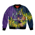 Melbourne Storm Bomber Jacket Golden Wattle Floral Polynesian - Australian Flower - Rugby Mascot