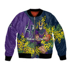 Melbourne Storm Bomber Jacket Golden Wattle Floral Polynesian - Australian Flower - Rugby Mascot