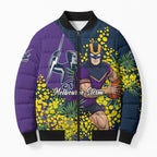 Melbourne Storm Bomber Puffer Jacket Golden Wattle Floral Polynesian - Australian Flower - Rugby Mascot