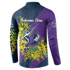 Melbourne Storm Button Sweatshirt Golden Wattle Floral Polynesian - Australian Flower - Rugby Mascot