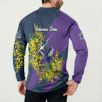 Melbourne Storm Button Sweatshirt Golden Wattle Floral Polynesian - Australian Flower - Rugby Mascot
