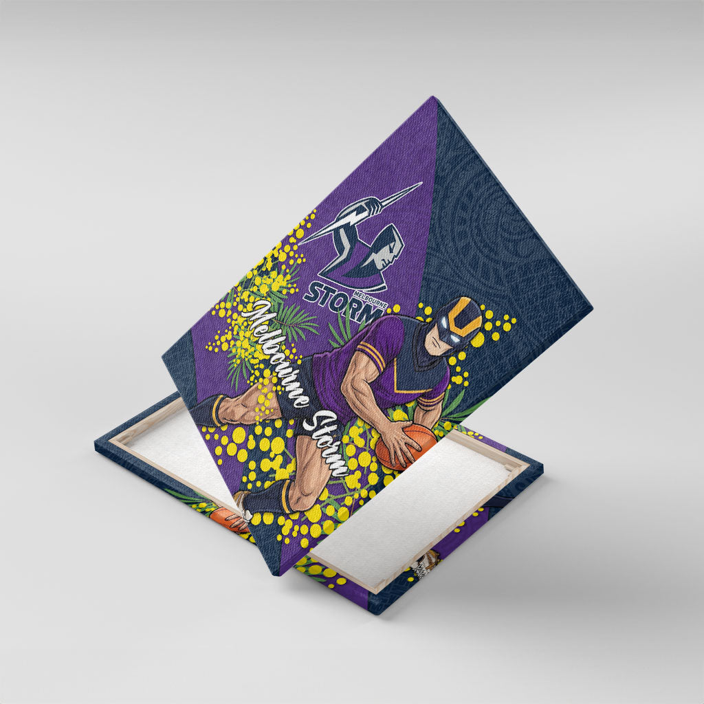 Melbourne Storm Canvas Wall Art Golden Wattle Floral Polynesian - Australian Flower - Rugby Mascot