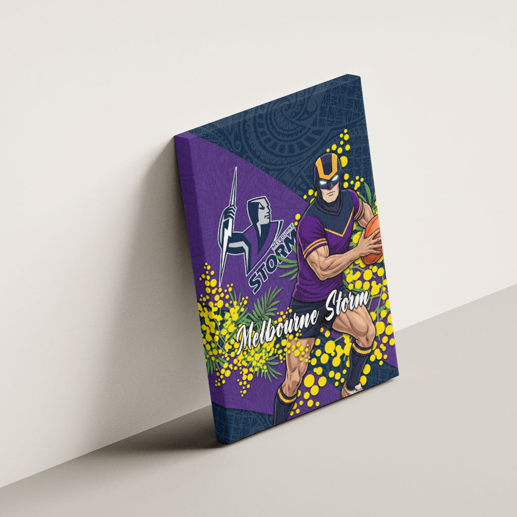 Melbourne Storm Canvas Wall Art Golden Wattle Floral Polynesian - Australian Flower - Rugby Mascot