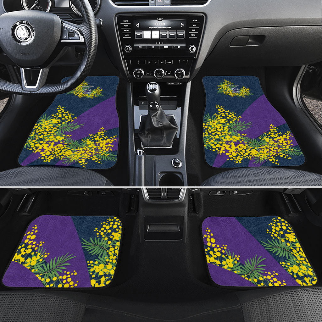 Melbourne Storm Car Mats Golden Wattle Floral Polynesian - Australian Flower - Rugby Mascot