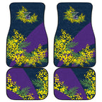 Melbourne Storm Car Mats Golden Wattle Floral Polynesian - Australian Flower - Rugby Mascot