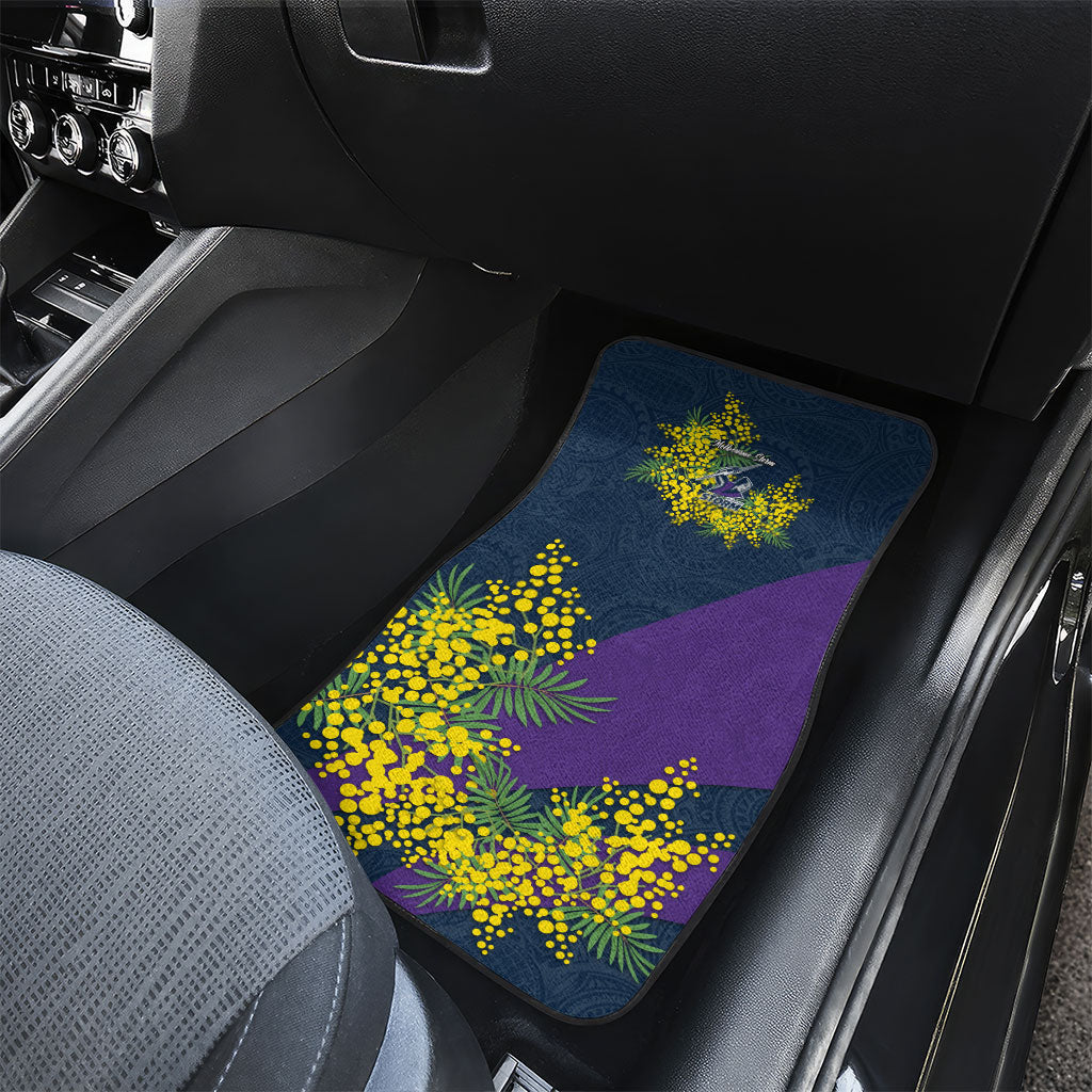 Melbourne Storm Car Mats Golden Wattle Floral Polynesian - Australian Flower - Rugby Mascot
