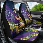 Melbourne Storm Car Seat Cover Golden Wattle Floral Polynesian - Australian Flower - Rugby Mascot