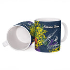 Melbourne Storm Ceramic Mug Golden Wattle Floral Polynesian - Australian Flower - Rugby Mascot