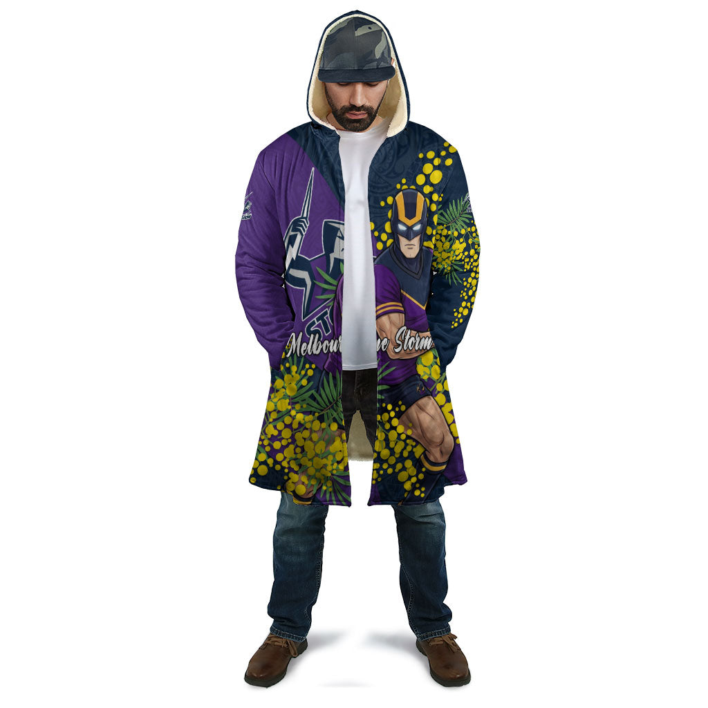 Melbourne Storm Cloak Golden Wattle Floral Polynesian - Australian Flower - Rugby Mascot