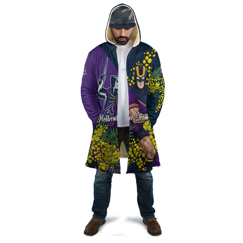 Melbourne Storm Cloak Golden Wattle Floral Polynesian - Australian Flower - Rugby Mascot