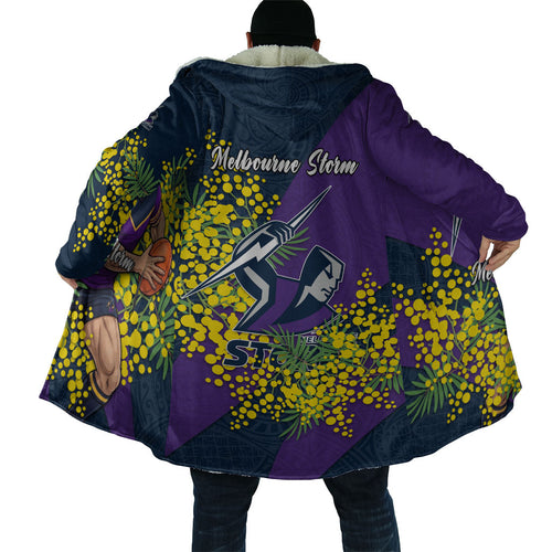 Melbourne Storm Cloak Golden Wattle Floral Polynesian - Australian Flower - Rugby Mascot