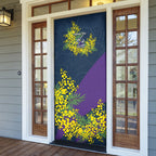 Melbourne Storm Door Cover Golden Wattle Floral Polynesian - Australian Flower - Rugby Mascot