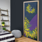 Melbourne Storm Door Cover Golden Wattle Floral Polynesian - Australian Flower - Rugby Mascot