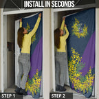 Melbourne Storm Door Cover Golden Wattle Floral Polynesian - Australian Flower - Rugby Mascot