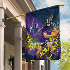 Melbourne Storm Garden Flag Golden Wattle Floral Polynesian - Australian Flower - Rugby Mascot