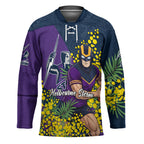 Melbourne Storm Hockey Jersey Golden Wattle Floral Polynesian - Australian Flower - Rugby Mascot
