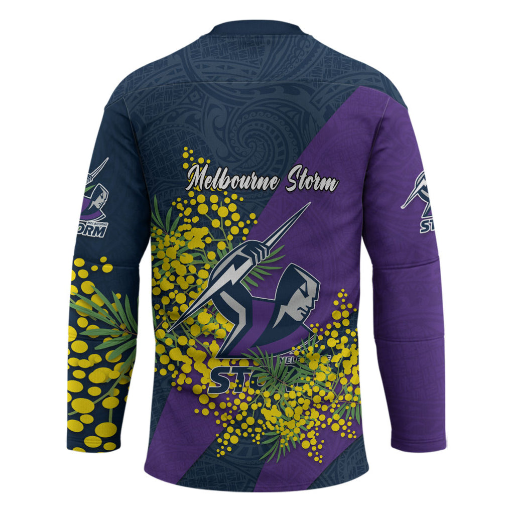 Melbourne Storm Hockey Jersey Golden Wattle Floral Polynesian - Australian Flower - Rugby Mascot