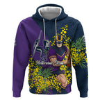 Melbourne Storm Hoodie Golden Wattle Floral Polynesian - Australian Flower - Rugby Mascot