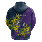 Melbourne Storm Hoodie Golden Wattle Floral Polynesian - Australian Flower - Rugby Mascot