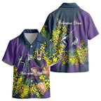 Melbourne Storm Kid Hawaiian Shirt Golden Wattle Floral Polynesian - Australian Flower - Rugby Mascot