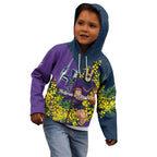 Melbourne Storm Kid Hoodie Golden Wattle Floral Polynesian - Australian Flower - Rugby Mascot