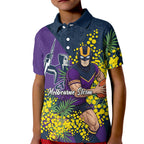 Melbourne Storm Kid Polo Shirt Golden Wattle Floral Polynesian - Australian Flower - Rugby Mascot