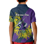 Melbourne Storm Kid Polo Shirt Golden Wattle Floral Polynesian - Australian Flower - Rugby Mascot