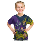 Melbourne Storm Kid T Shirt Golden Wattle Floral Polynesian - Australian Flower - Rugby Mascot