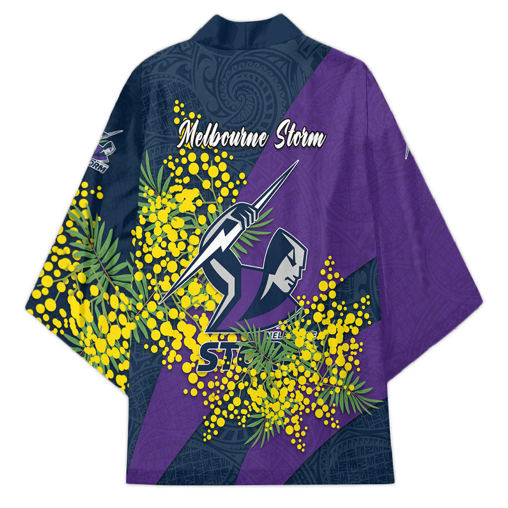Melbourne Storm Kimono Golden Wattle Floral Polynesian - Australian Flower - Rugby Mascot