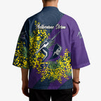 Melbourne Storm Kimono Golden Wattle Floral Polynesian - Australian Flower - Rugby Mascot