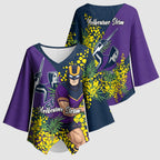 Melbourne Storm Kimono Sleeve Blouse Golden Wattle Floral Polynesian - Australian Flower - Rugby Mascot