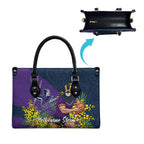 Melbourne Storm Leather Bag Golden Wattle Floral Polynesian - Australian Flower - Rugby Mascot