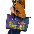 Melbourne Storm Leather Tote Bag Golden Wattle Floral Polynesian - Australian Flower - Rugby Mascot