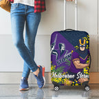 Melbourne Storm Luggage Cover Golden Wattle Floral Polynesian - Australian Flower - Rugby Mascot
