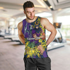 Melbourne Storm Men Tank Top Golden Wattle Floral Polynesian - Australian Flower - Rugby Mascot