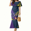 Melbourne Storm Mermaid Dress Golden Wattle Floral Polynesian - Australian Flower - Rugby Mascot
