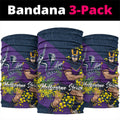 Melbourne Storm Neck Gaiter Golden Wattle Floral Polynesian - Australian Flower - Rugby Mascot