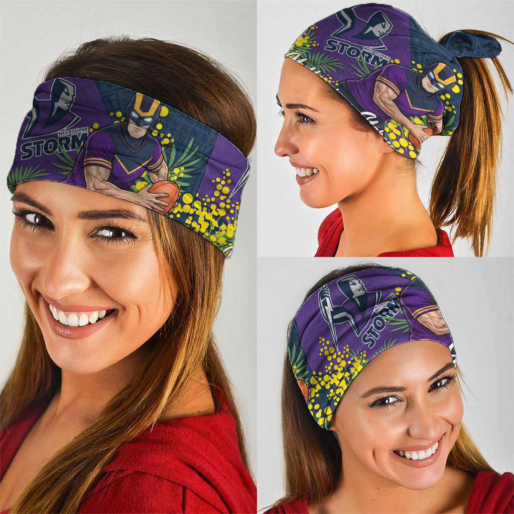 Melbourne Storm Neck Gaiter Golden Wattle Floral Polynesian - Australian Flower - Rugby Mascot