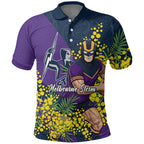 Melbourne Storm Polo Shirt Golden Wattle Floral Polynesian - Australian Flower - Rugby Mascot