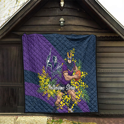 Melbourne Storm Quilt Golden Wattle Floral Polynesian - Australian Flower - Rugby Mascot