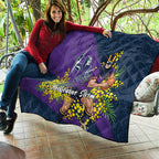 Melbourne Storm Quilt Golden Wattle Floral Polynesian - Australian Flower - Rugby Mascot