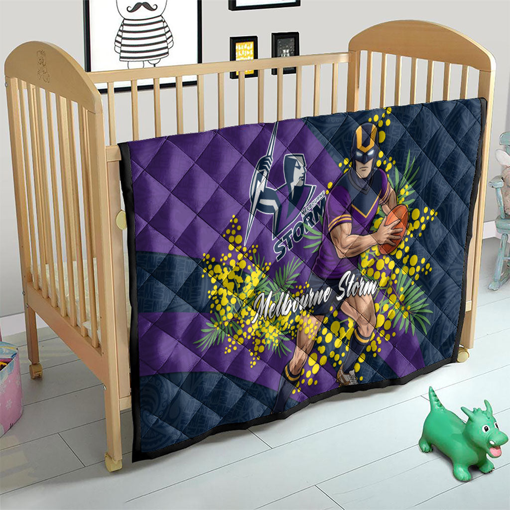 Melbourne Storm Quilt Golden Wattle Floral Polynesian - Australian Flower - Rugby Mascot